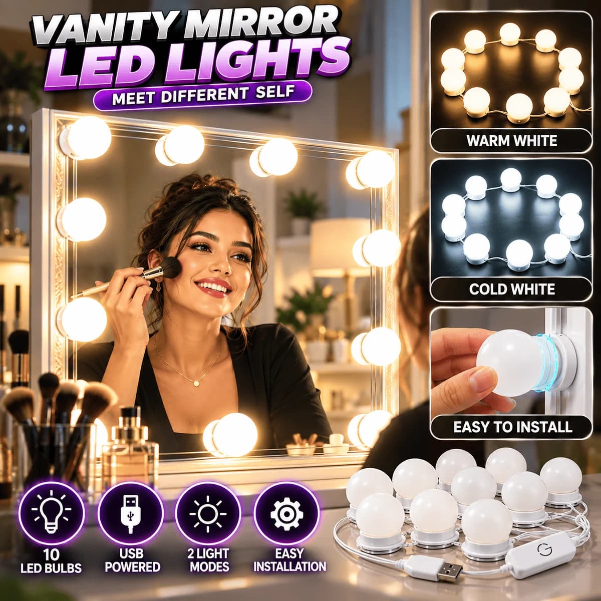 10 مصابيح LED للمرايا
